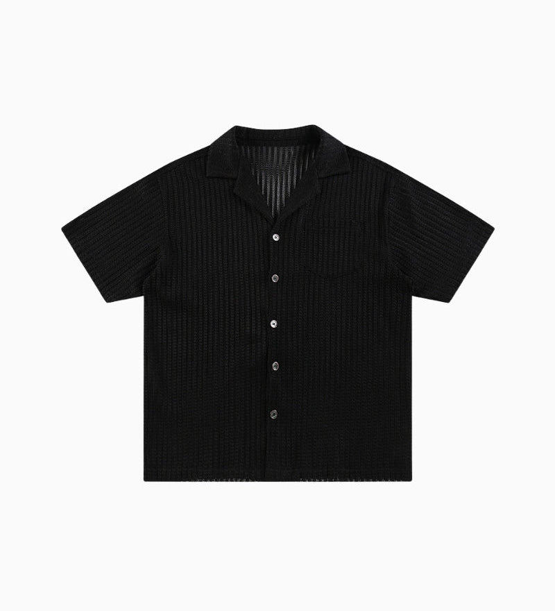 Short Sleeve Textured Stripe Shirt
