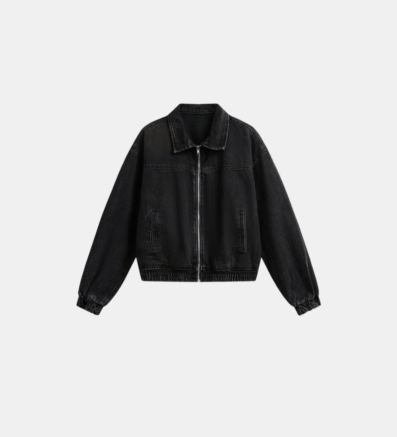 Washed Denim Bomber Jacket