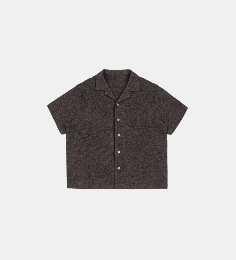 Textured Knit Cuban Collar Shirt