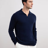 Blue Open Polo with long sleeves