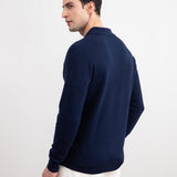 Blue Open Polo with long sleeves