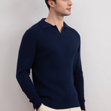 Blue Striped Open Polo Shirt