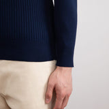 Blue Striped Open Polo Shirt
