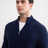 Blue Classic Zip-Up Cardigan