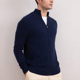 Blue Classic Zip-Up Cardigan