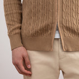 Tan Cable Knit full-zip Sweater