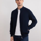Navy English Rib Full Zip Cardigan