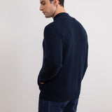 Navy English Rib Full Zip Cardigan