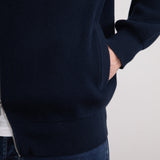 Navy English Rib Full Zip Cardigan