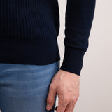 Navy Striped Open Polo Shirt