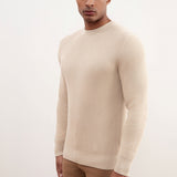 Beige Crewneck Malfilé English Rib Sweater