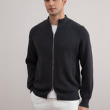 Dark Grey Mélange English Rib Full Zip Cardigan