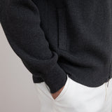 Dark Grey Mélange English Rib Full Zip Cardigan