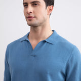 Dusty Blue Open Polo T-shirt