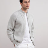 Grey Mélange English Rib Full Zip Cardigan