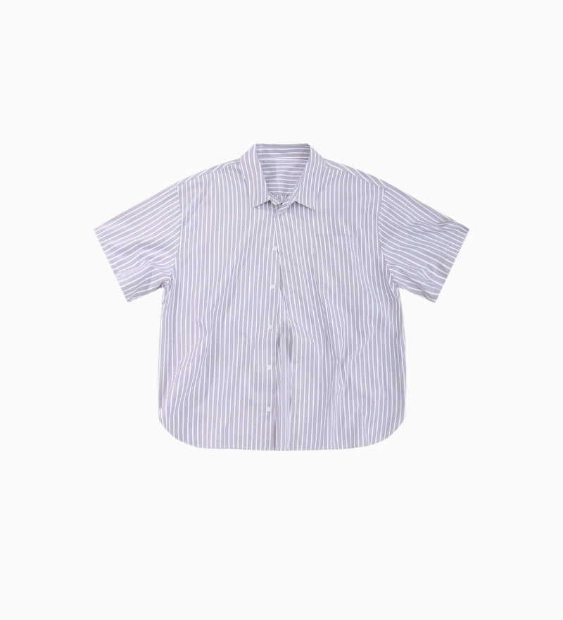 Striped Linen Loose Blouse With Short Sleeves