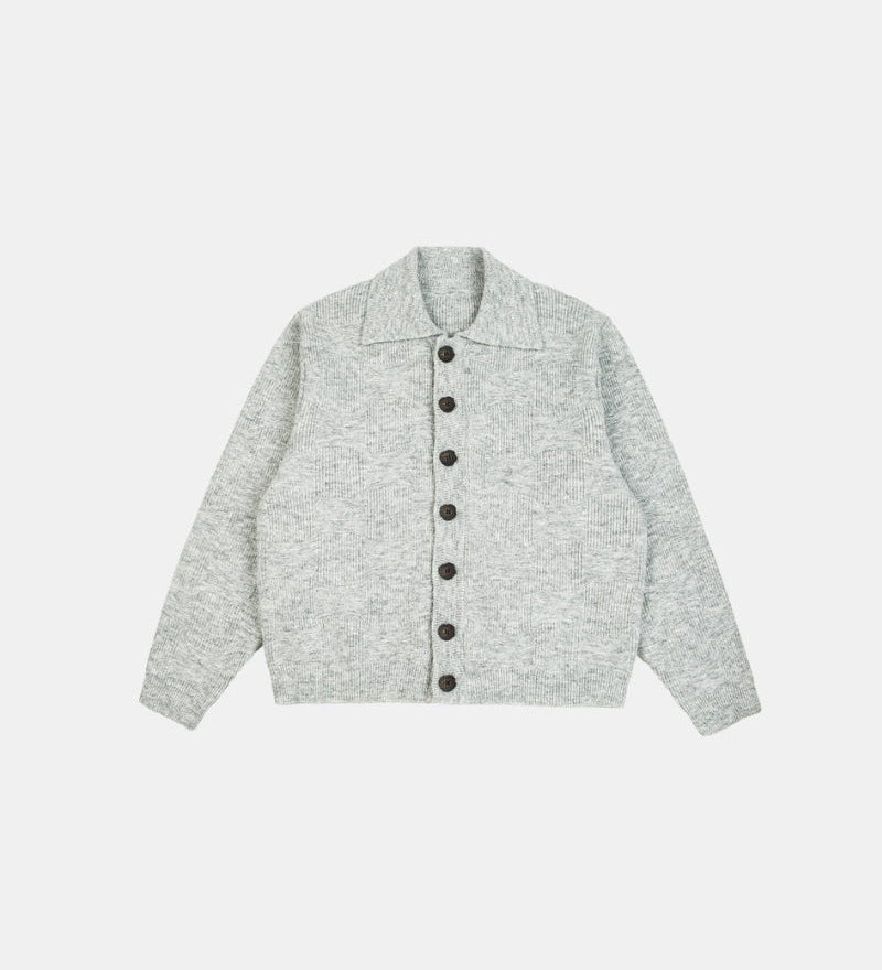 Block Synogram Textured Knit Button Cardigan