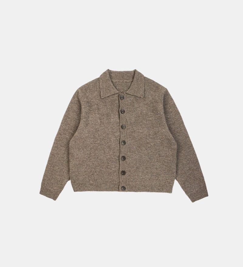 Block Synogram Textured Knit Button Cardigan
