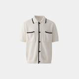 Contrast Trim Textured Knit Shirt