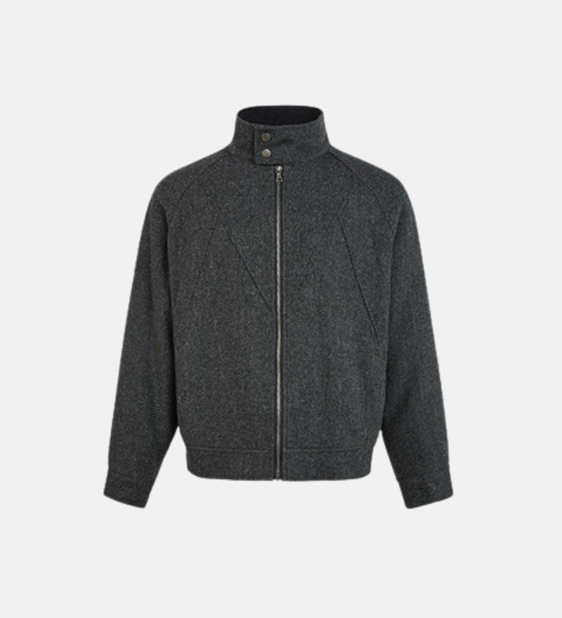 High‑Neck Wool Zip Jacket