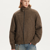 High‑Neck Wool Zip Jacket