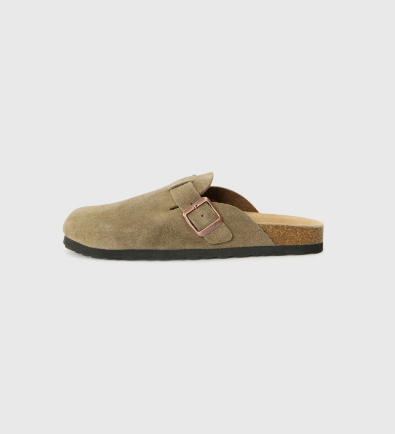 Buckle Suede Clogs Sandals